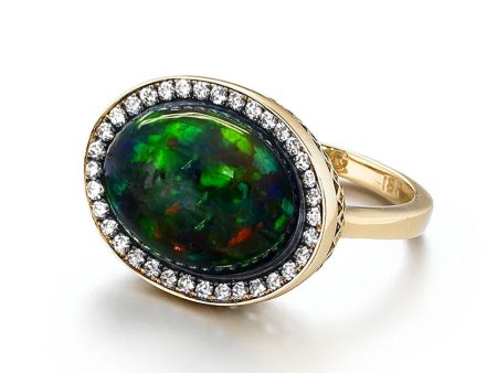 Black Opal and Diamond Ring Hot on Sale