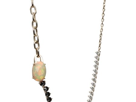 Black Diamond and Opal River Chain Necklace Sale