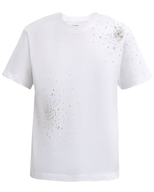 White Splash Embroidery T-shirt Fashion