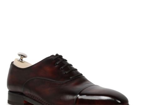 Zaffiro Leather Laceup Captoe in Mattone Sale