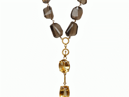 Smoky Quartz and Citrine Reversible Necklace on Sale