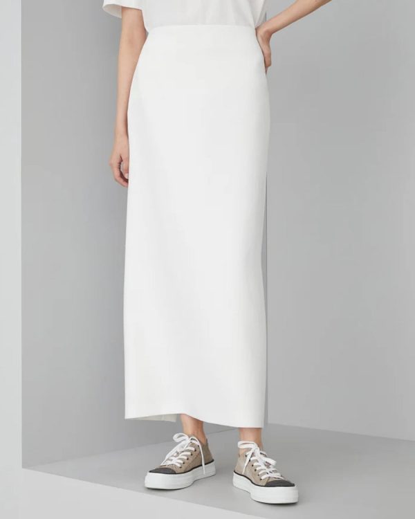 White Straight Midi Skirt Cheap