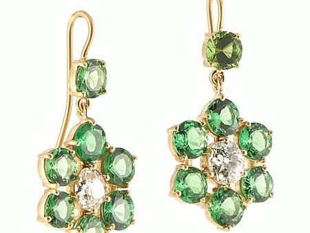 Tsavorite Flower Earrings For Cheap