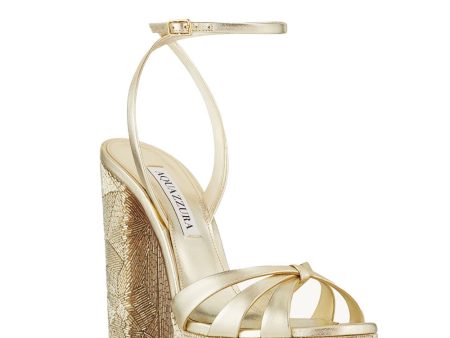 La Nuit Plateau 140 Sandal in Gold Sale