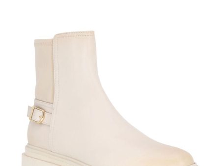 Erin Leather Neoprene Zip Flap Boot in Off White Discount