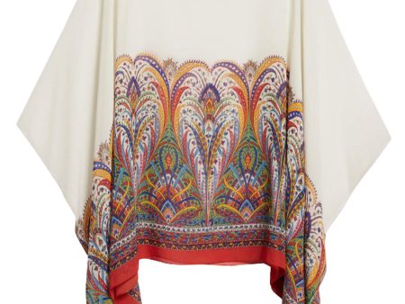 Bianco Kaleidoscope Silk Poncho Hot on Sale