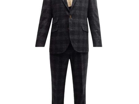 Anthracite Heathered Plaid Suit Online Hot Sale