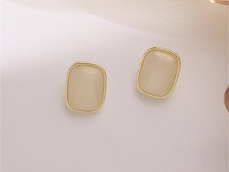 Cats Eye & 18K Gold-Plated Rectangle Stud Earrings Fashion