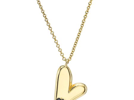 Black Diamond Heart Charm Necklace Fashion