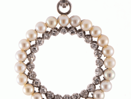 Vintage Component Diamond and Pearl Pendant Online