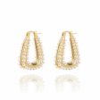 White Pearl & 18K Gold-Plated U-Shape Huggie Earrings For Cheap