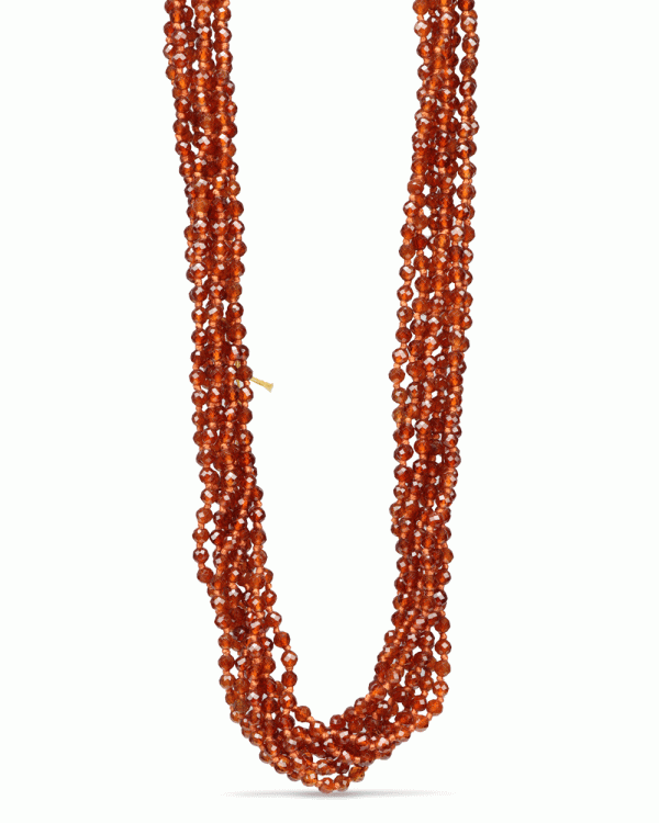 Faceted Eight Strand Hessonite Beaded Necklace on Sale