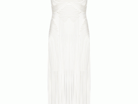 White Darby Fringe Hem Midi Dress Online now