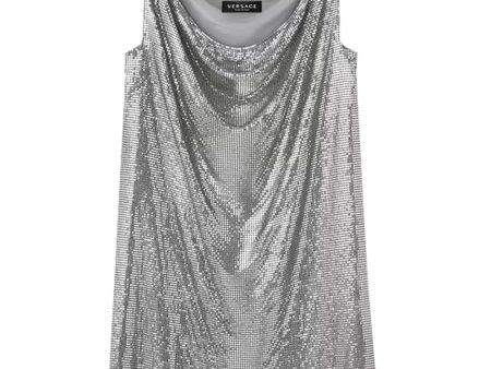 Silver Mesh Cocktail Dress For Sale