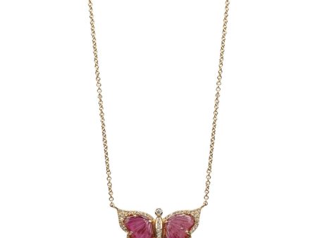 Pink Tourmaline Butterfly Necklace Online Sale