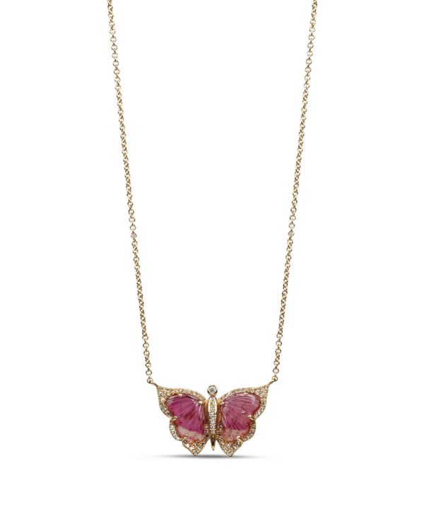 Pink Tourmaline Butterfly Necklace Online Sale