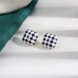 Blue & White Checkerboard Square Stud Earrings Online Sale