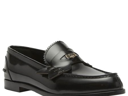 Donna Calfskin Penny Loafer in Black For Cheap