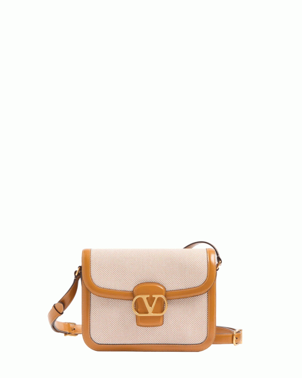 9TO5 Canvas Shoulder Bag in Beige For Sale