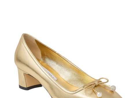 Elme 45mm Metallic Nappa Leather Pumps in Gold For Cheap