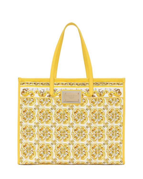 Large Sicily Shopper Tote Bag in Yellow Majolica Discount