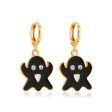 Black Enamel & Cubic Zirconia 18K Gold-Plated Ghost Huggie Earrings Cheap