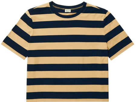 The Brentwood Tee in Khaki and Navy Stripe Discount