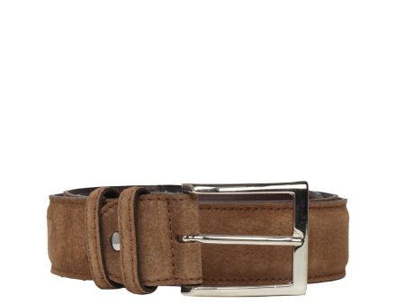 Textured Suede Belt in Tortora For Cheap