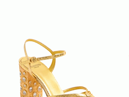 Preshoes Crystal Snakeskin Sandal in Gold Crystal Hot on Sale