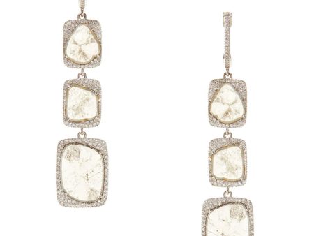 Triple Square Sliced Diamond Earrings For Cheap