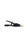 Ada Leather Mini Buckle Slingback Flat in Black Fashion