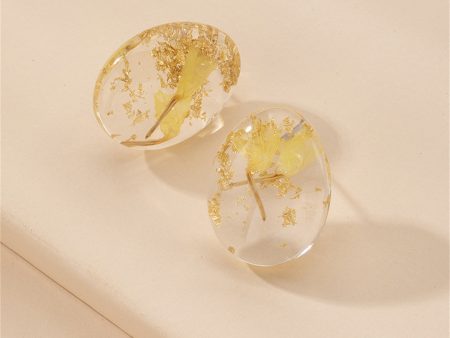 Yellow Floral & Silver-Plated Earrings Online now