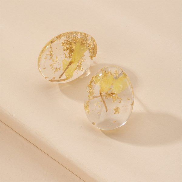 Yellow Floral & Silver-Plated Earrings Online now