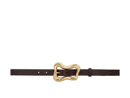 Highline Leather Belt with Asymmetrical Buckle in Dark Espresso For Discount