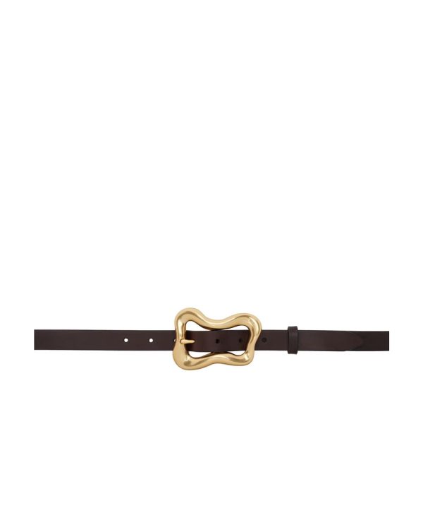 Highline Leather Belt with Asymmetrical Buckle in Dark Espresso For Discount