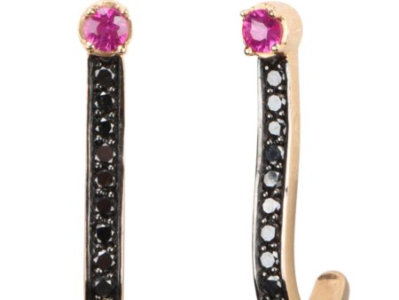 Black Diamond and Rubellite Earrings Online Sale