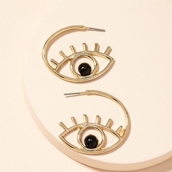 Black Resin & 18K Gold-Plated Devil Eye Drop Earrings For Cheap