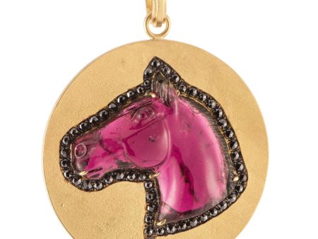 Watermelon Tourmaline Horse Pendant For Discount