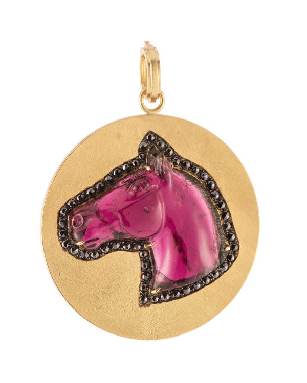 Watermelon Tourmaline Horse Pendant For Discount