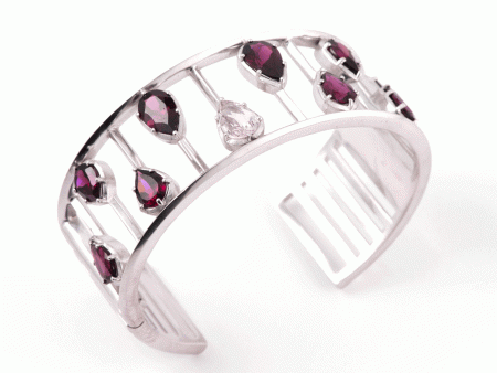 Rhodochrosite and Sapphire Pear Cuff Supply