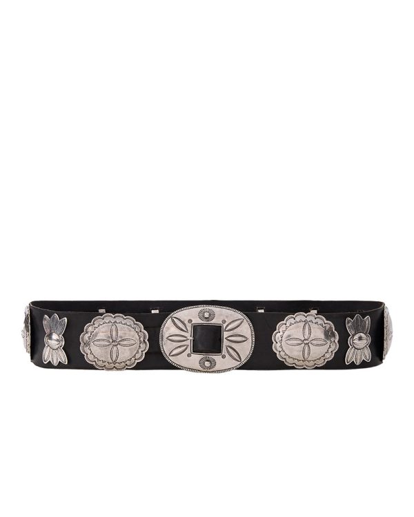 Leather Cast Concho Belt in Black Online