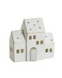 Zermatt Led Porcelain House Large- Matte White with Gold Trim Online now