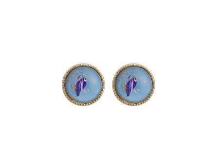 Blue & 18K Gold-Plated Flake Round Stud Earrings Hot on Sale