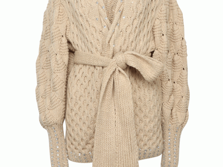 Beige Mini Julie Cashmere Coat with 400 Crystals Supply