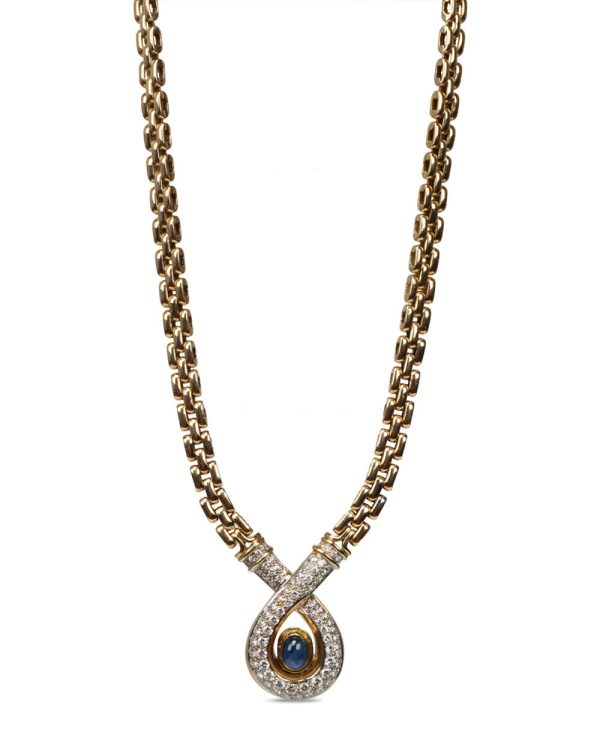 Sapphire and Diamond Egyptian Necklace on Sale