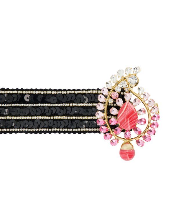 Black and Pink Sequin Belt Discount