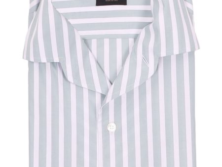 Aqua Striped Short Sleeve Sportshirt Online Sale