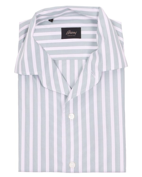 Aqua Striped Short Sleeve Sportshirt Online Sale