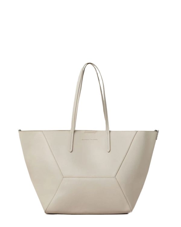 Calfskin Shopper Tote Bag in Ivory For Cheap