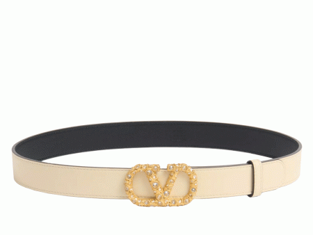 Reversible Jewel VLogo Signature 30mm Belt in White Crystal For Discount